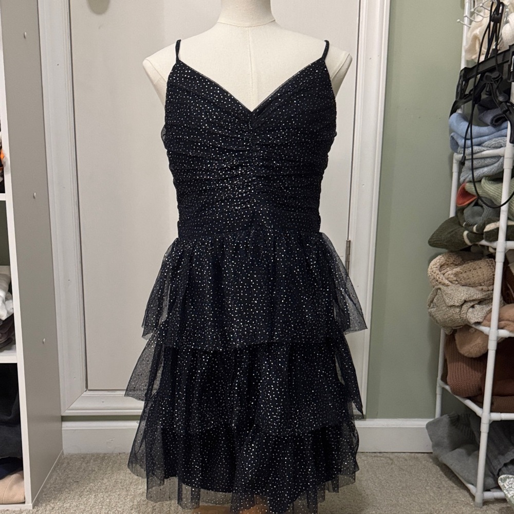 City Studio Black and Silver Mini Dress